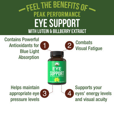 Peak Performance Eye Vitamins - Top Eye Support Supplement For Computer Users With Lutein, Zeaxanthin, Astaxanthin, Carotenoids