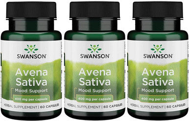 Swanson Full Spectrum Avena Sativa (Green Oat Grass) - Herbal Supplement Promoting Nervous System Health - Natural Formula Supporting Overall Wellness - (60 Capsules 400mg Each) 3 Pack