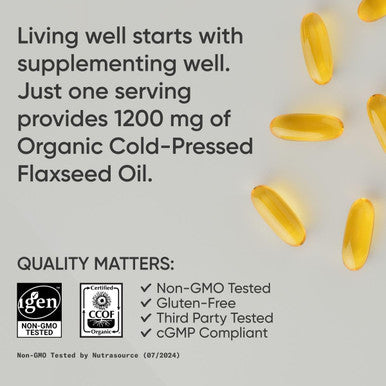 Sports Research Extra Strength Flaxseed Oil Softgels 1242Mg - Plant Based Omega-3 Fish Oil Alternative For Women & Men - Non-Gmo Verified, Soy & Gluten (200 Count)