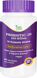 Nbl Natural NBL Natural Probiotic-10 100 Billion with 10 Probiotic Strains 60 Veg Capsules
