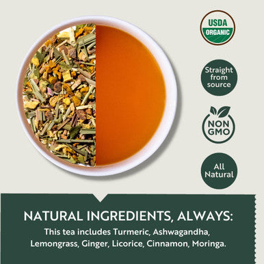 Luxmi Estates - Turmeric Time-Out - Organic Ginger Turmeric Tea - 90 Tea Bags (15ct x 6 Pack) | With Organic Turmeric Ginger Cardamom Black Pepper | Great for Immunity and Healthy Response to Inflammation
