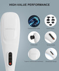 Megawise Cordless Back Massager For Shoulders, Waist, Legs, Rechargeable 3200Mah Battery, 5 Speed And 5 +2 Massage Nodes 5 Hard, 2 Soilicone Nodes, Massage While Moving Around(Off White Cordless)