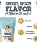 Fermentaholics Usda Organic Dried Candied Ginger 7 Oz - Perfect For Secondary Fermentation & Kombucha Flavoring