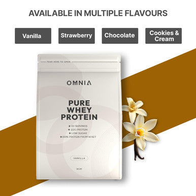 OMNIA Pure Protein Whey Powder Nutrition Low Carbs and Low Sugar Muscle Building Powder Over 22G Protein Per Serving 33 Servings - 1 KG - Vanilla
