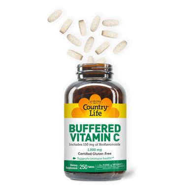 Country Life Vitamin C Buffered With Bioflavonoids 1000Mg 250 Tablets Certified Gluten Free Certified Vegan