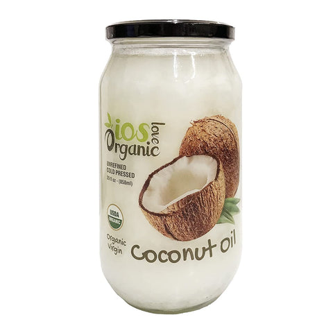 IOS love Organic Virgin Coconut Oil, Cold-Pressed - Natural Hair Oil, Skin Oil and Cooking Oil with Fresh Flavor, Non-GMO (Unrefined, 14 Fl. Oz)
