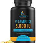 Vitamin D3 High Potency 5000 IU - 125 mcg Immune Support - Bone & Muscle Function Support - Gluten Free Daily Vitamin D Supplements - 60 Mini softgels