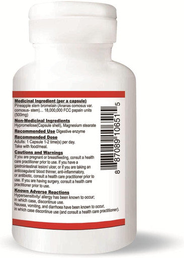 Nutridom 2400 GDU Bromelain Digestive Enzyme Supplements, 500 mg, 60 Vegan capsules, Non-GMO, Supports Healthy Digestion, Joint Health, Nutrient Absorption