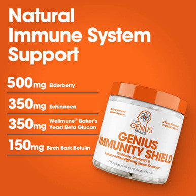 Immune Support Supplement w/ Elderberry Extract Vitamin C Ecea Daily Immunity Booster for Adults Boost Healthy Stress Response Plus Respiratory System Defense 60 Capsules/Pills