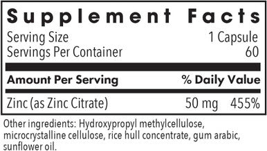 Allergy Research Group Zinc Citrate Supplement - Zinc For Men & Women, Immune Support, Pure, Well-Absorbed, Well-Tolerated, Trace Mineral, 50Mg Vegetarian Capsules - 60 Count