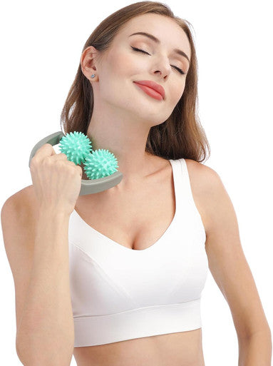 Coolife Fascia Release Spiky Massage Roller, Cellulite Massager - Deep Tissue Massage Tool For Neck Shoulder Legs, 2 Balls Pressure Trigger Point Myofascial Manual Body Massager For Women Men