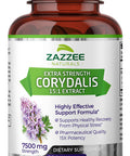Zazzee Extra Strength Corydalis 15:1 Extract, 7500 Mg Strength, 120 Vegan Capsules, Concentrated And Standardized 15X Extract, 10