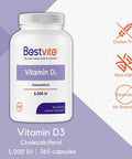 Vitamin D3 5000 IU (365 Capsules) - No Stearates - Non GMO - Gluten Free