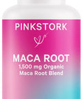 Pink Stork Maca Root Capsules for Women - Fertility Supplements for Women with 1500 mg Organic Maca Root + Black Pepper to Support Hormone Balance & Conception - 60 Capsules Vegan