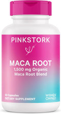 Pink Stork Maca Root Capsules for Women - Fertility Supplements for Women with 1500 mg Organic Maca Root + Black Pepper to Support Hormone Balance & Conception - 60 Capsules Vegan