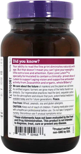 Oregons Wild Harvest Eyes Love Lutein Capsules NonGMO Organic Herbal Supplements 60 Count