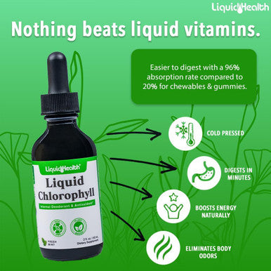 Liquidhealth Liquid Chlorophyll Drops & Children's Complete Multiple Daily Multivitamin Bundle - Internal Deodorizer Stop Bad Breath Reduce Body Odor Immune Support Overall Health - Vegan Non-GMO