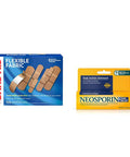 Band-Aid Brand Flexible Fabric Adhesive Bandages For Wound Care & First Aid, 100 Ct With Neosporin + Maximum-Strength Pain Relief Dual Action Antibiotic Ointment, 1 Oz
