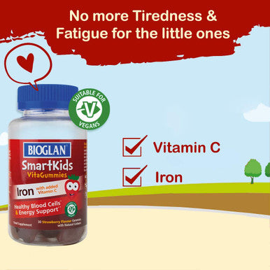 Bioglan SmartKids Iron | Vitamin C | Energy Support | 30 Gummies