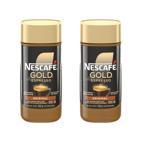NESCAFE Gold Espresso Instant Coffee, 100g/3.5oz, Jar (2 Pack), {Imported from Canada}