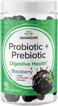Swanson Probiotic + Prebiotic Gummies - Digestive Support Supplement Promoting Digestive Function & Bowel Regularity - Helps to Support Immune Health - (BlackBerry 60 Gummies)