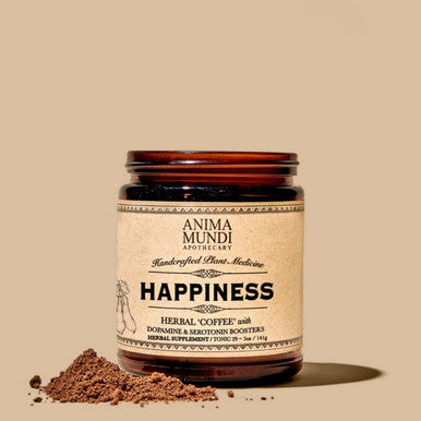 Anima Mundi Happiness Powder - Energizing Herbal Coffee Powder with Ashwagandha, Rhodiola, Mucuna and More Mood Boosting Herbs (5oz / 141g)