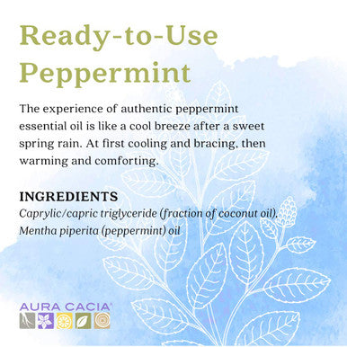 Aura Cacia ReadytoUse Peppermint Essential Oil in Fractionated Coconut Oil GC/MS Tested for Purity 4 fl. oz.