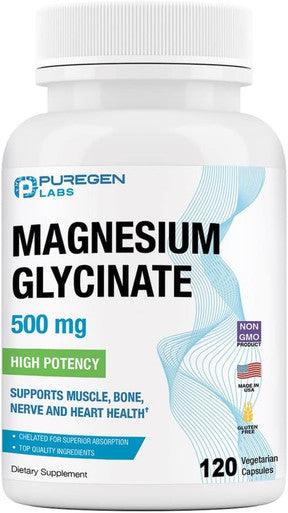 Magnesium Glycinate 500Mg [High Potency] 120 Veggie Caps, Chelated For Superior Absorption, Non-Gmo, No Gluten And Dairy, Supports Muscle, Joint, And Heart Health
