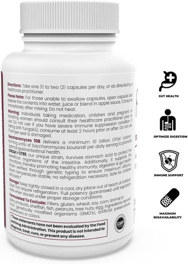 Pure TheraPro Rx Saccharomyces 10B Saccharomyces Boulardii 10 Billion CFU Per Serving Patented Strain Probiotic Yeast Capsules Probiotics for Men and Women 120 Count Pack of 1