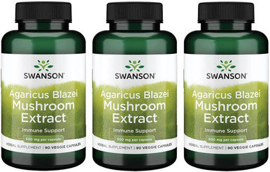 Swanson Agaricus Blazei Mushroom Extract 500 Milligrams 90 Veg Capsules (3 Pack)