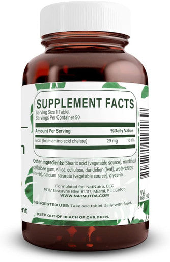 Natural Nutra Chelated Iron Supplement For Men And Women, Nails Health, Promotes Optimal Absorption, Skin Health, Improves Hair Growth, Gluten Free, 90 Tablets