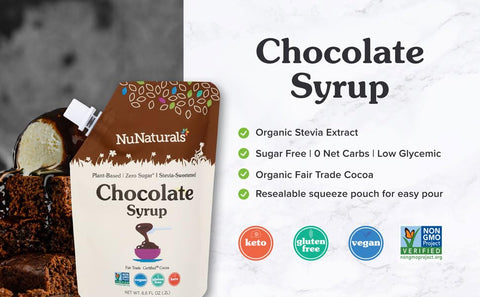 NuNaturals Pourable Maple Caramel Chocolate Stevia Syrup SugarFree Syrup 6.6oz 3 Pack (MultiPack)