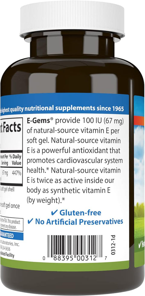Carlson EGems 100 IU Heart Health and Optimal Wellness Antioxidant 250 soft gels
