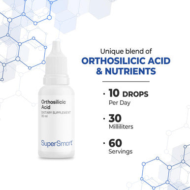 Supersmart Orthosilicic Acid New Formula Silicon Supplement Complex with Minerals Vitamins Boron Hair Skin Nails Vitamins Bone Joint Health NonGMO Gluten Free 30 ml