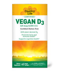 Country Life Vegan D3 5000 Iu 60 Softgels Certified Gluten Free Certified Vegan