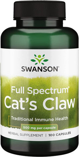 Swanson Full-Spectrum Cat's Claw - Herbal Supplement Promoting Digestive Health & Immune System Support - Natural Formula Supporting Joint Health - (100 Capsules 500mg Each)