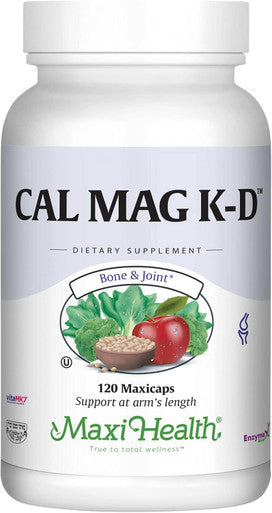 Maxi Health 500 mg Calcium Supplement with Vitamin D3 (2000 IU) Magnesium (250 mg) and Vitamin K2 (150 mcg) - Bone Teeth and Joint Support for Men and Women - 120 Capsules - Cal Mag K-D by Maxi Health