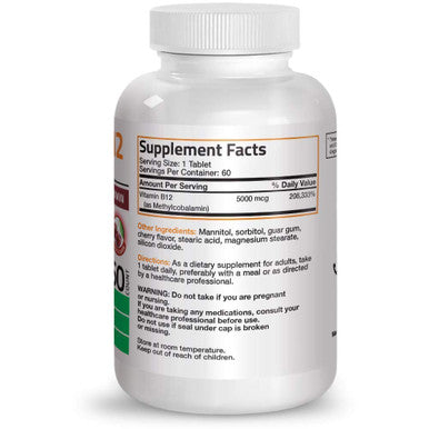 Methyl B12 5000 Mcg Vitamin B12 Methylcobalamin Lozenges + Super B Vitamin B Complex Sustained Slow Release