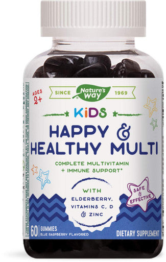 Nature's Way Happy & Healthy Multivitamin for Kids with Vitamin C, Zinc and Elderberry, 60 Gummies