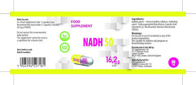 Hepatica Nadh 50Mg 60 Vegan Capsules, 3Rd Party Lab Tested, High Strength Supplement, Gluten And Gmo , 60 Count (Pack Of 1)