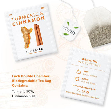 Nutra Tea - Turmeric & Cinnamon Tea - 20 Tea Bags - Herbal Tea