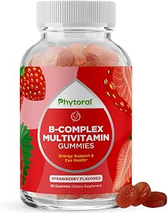 Vitamin B Complex Gummies for Adults and Kids B Vitamins Complex with Thiamin Riboflavin Niacin 6 12 and Folate Blend Supplement for Nervous System Support Energy and High Strength 60 Gummies