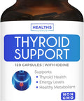 Thyroid Support with Iodine 120 Capsules NonGMO Improve Your Energy Increase Metabolism Ashwagandha Root Zinc Selenium Vitamin B12 Complex Thyroid Health Supplement 60 Day Supply