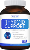 Thyroid Support with Iodine 120 Capsules NonGMO Improve Your Energy Increase Metabolism Ashwagandha Root Zinc Selenium Vitamin B12 Complex Thyroid Health Supplement 60 Day Supply