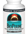 Source s BioPerine, Black Extract, 10mg, Promotes Nutrient Absorption - 120 Tablets