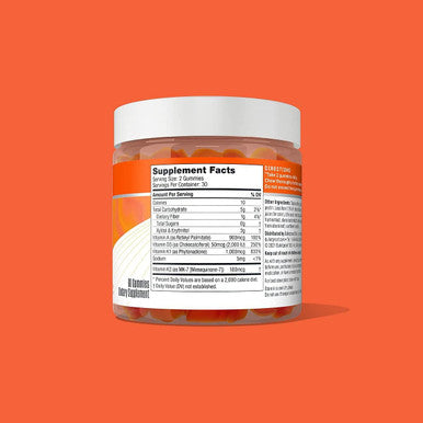 Bulletproof Vitamins A+D+K, 60 Sugar-Free Gummies, Strawberry Orange Flavor |1000Mcg K1, 900Mcg A, 180Mcg K2, 50Mcg D3 | Zinc With Copper, 15Mg Zinc, 2Mg Copper, 60 Capsules