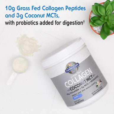Garden of Life Grass Fed Collagen Coconut Mct Powder - Vanilla 24 Servings Collagen Powder For Energy Hair Skin Nails Joints Collagen Peptides Powder Coconut Mcts Collagen Protein Supplements