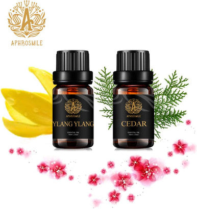 Aromatherapy Ylang Ylang Essential Oil Set for Diffuser, 100% Pure Cedar Essential Oil Kit for Humidifier, 2x10ml Therapeutic Grade Cedar Essential Oils Set - Ylang Ylang & Cedar Oils for Massage,Home