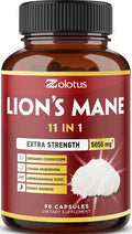 11 in 1 Lions Mane Mushroom Capsules, Equivalent to 5050mg, 3 Month Supply with Cordeyceps, Reishi, Ashwagandha, Panax Ginseng, Focus, Memory and Brain Support Supplement, Immune Support, Energy Pills