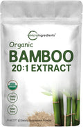 Organic Bamboo Extract Powder 8 Ounce 1 Year Supply Rich in Silica and Minerals Supports Healthy Skin Nail Hair Joints and Bones NonGMO and Vegan Friendly